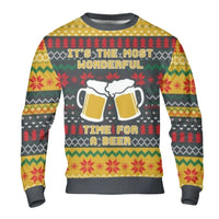 Humorous Beer Lover Christmas Sweatshirt, Wonderful Time for a Beer Sweatshirt, Ugly Christmas Party Sweatshirt, Holiday Drinking Crewneck