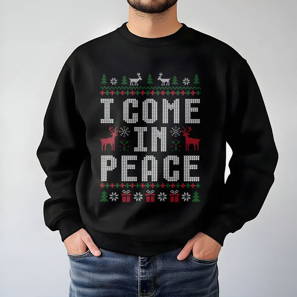 Humorous Alien Christmas Sweater, I Come in Peace Sweatshirt, Ugly Xmas Party Crewneck, Holiday Alien Graphic Sweatshirt, Chr