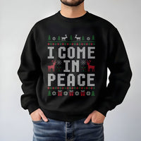 Humorous Alien Christmas Sweater, I Come in Peace Sweatshirt, Ugly Xmas Party Crewneck, Holiday Alien Graphic Sweatshirt, Christmas Fan Present