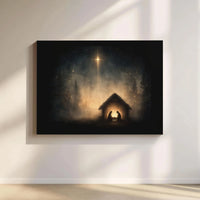 Star of Bethlehem Canvas Print, Nativity Scene Canvas Wall Art, Holy Night Silhouette Decor, Religious Christmas Wall Decor Present