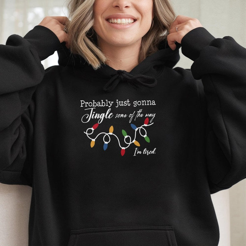 Humorous Christmas Lights Hoodie, Jingle All the Way Hoodie, Festive Holiday Hoodie, Xmas Graphic Hooded Sweatshirt, Comfy Winter Holiday Present