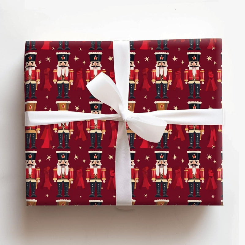 Red Soldier Holiday Gift Wrap, Nutcracker Christmas Wrapping Paper, Nutcracker Ballet Wrapping Paper, Traditional Xmas Gift Wrapping Paper