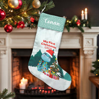 Personalized Dino Stocking, My First Christmas 2025 Baby Dinosaur Stocking, Custom Newborn Holiday Stocking, Baby First Christmas Stocking