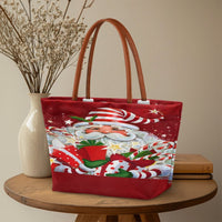 Christmas Candy Cane Holiday Handbag, Vintage Santa Claus Tote Bag, Festive Winter Shoulder Bag, Christmas Shopper Present for Teachers