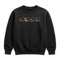 Humorous Dachshund Holiday Sweater, Christmas Dachshund Sweatshirt, Retro Wiener Dog Sweatshirt, Adorable Doxie Pet Lover Crewneck Sweatshirt