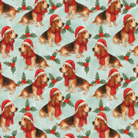Dog Holiday Gift Wrap, Basset Hound Christmas Wrapping Paper, Festive Xmas Puppy Wrapping Paper