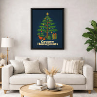 Retro Botanical Holiday Poster, Houseplant Christmas Tree Digital Wall Art, Groovy Plant Tree Print, Festive Plant Lover Printable Art