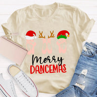Humorous Christmas Dance Graphic Tee, Merry Dancemas Ballet Teacher T-Shirt, Dance Instructor Holiday Shirt, Adorable Ballerina Xmas Dancer Present