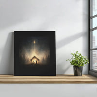 Holy Night Starry Sky Canvas Print, Nativity Scene Square Canvas, Religious Christmas Wall Art Canvas, Christian Holiday Season Decor