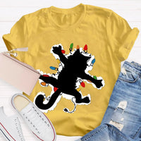 Adorable Holiday Kitty Graphic Tee, Cat Christmas Lights Shirt, Festive Winter Cat T-Shirt, Merry Catmas Animal Lover Shirt, Xmas Holiday Present