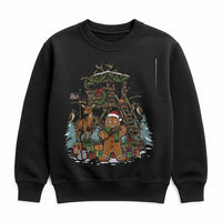 Humorous Deer Hunter Sweatshirt, Gingerbread Man Hunting Sweatshirt, Christmas Cabin Scene Pullover, Holiday Hunting Sweatshirt, Hunter Present