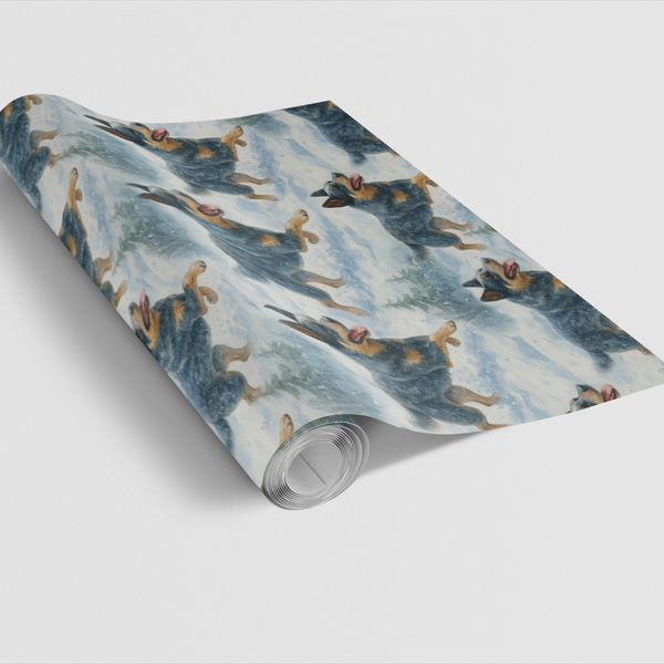 Blue Heeler Winter Gift Wrap, Australian Cattle Dog Wrapping Paper, Snowy Dog Holiday Wrapping Paper, Christmas Pet Lover Gif