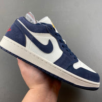 Low Top Sneakers, Blue White Colorway, Suede Footwear, Lace Up Design, Casual Gift for Sneaker Fans
