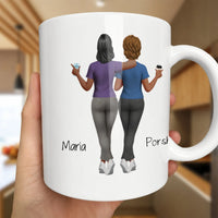 Personalized Bestie Illustration Coffee Cup, Custom Best Friend Ceramic Mug, Soul Sister Coffee Mug, Birthday Christmas Present for BFF Women