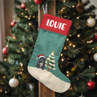 Frenchie with Santa Hat Holiday Stocking, French Bulldog Christmas Stocking, Personalized Dog Christmas Stocking, Adorable Pet Lover Xmas Decor