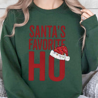 Humorous Naughty Christmas Sweater, Santa's Favorite Ho Sweatshirt, Retro Holiday Quote Crewneck, Humorous Xmas Party Pullover Sweatshirt