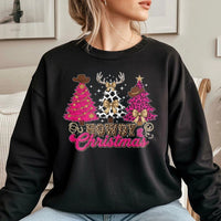 Western Cowgirl Leopard Tree Crewneck, Howdy Christmas Sweatshirt, Rodeo Country Holiday Sweater, Southern Christmas Festive Pullover