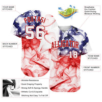 Custom Baseball Jersey - White White-Red 3D American Flag Authentic