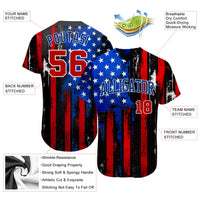 Custom Baseball Jersey - Black Red Royal-White 3D Distressed American Flag Authentic