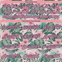 Custom Baseball Jersey - White Medium Pink-Navy 3D Pattern Design Hawaii Palm Leaves And Flowers Authentic