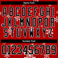 Custom Hockey Jersey - Red Black-White Christmas Snowman 3D Lace Neck