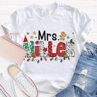 Custom Name Holiday Tee, Personalized Christmas Teacher T-Shirt, Adorable Merry Educator Shirt, Christmas Teacher Present