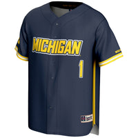 #1 Michigan Wolverines Lightweight Baseball Fashion Jersey - Navy