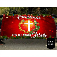 Christian Christmas Holiday Decor Flag, It's All About Jesus House Flag, Double-Sided Religious Nativity Flag, Faith Yard Banner Present