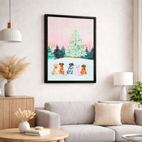 Holiday Tree Dog Print, Watercolor Christmas Dog Wall Art, Festive Dog Lover Canvas Art, Winter Pet Wall Decor, Digital Download Poster