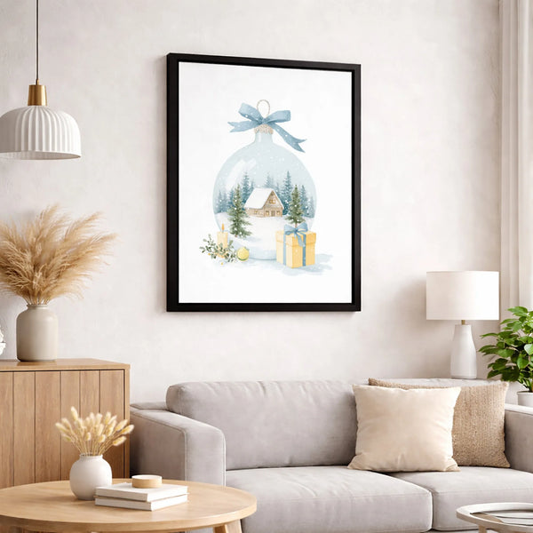 Snowy Log Cabin Winter Scene Wall Art, Watercolor Christmas Ornament Canvas Print Digital Download, Holiday Season Festive Ho
