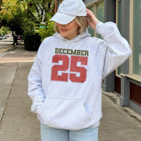 Retro Christmas Hoodie, December 25 Hoodie, Vintage Holiday Graphic Hoodie, Comfy Winter Pullover Sweatshirt, Festive Christmas Family Present