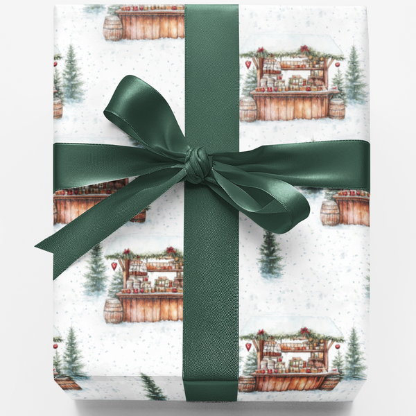 Winter Village Gift Wrap, Christmas Market Wrapping Paper, Comfy Holiday Wrapping Paper, Town Christmas Gift Wrap, Festive Pr