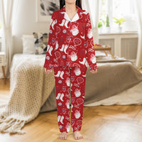 Western Cowboy Santa Pajamas, Ho Ho Howdy Satin Pajama Set, Retro Christmas Sleepwear, Country Holiday Pajama Set, Winter Present for Women