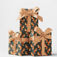 Rustic Pine Forest Gift Wrap, Woodland Fox Wrapping Paper, Winter Fox Christmas Paper, Nature Lover Animal Wrapping Paper, Holiday Gift Wrap