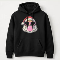 Cool Santa Hoodie, Bubble Gum Santa Hoodie, Heart Sunglasses Santa Pullover, Retro Christmas Hoodie, Humorous Holiday Hooded Sweatshirt