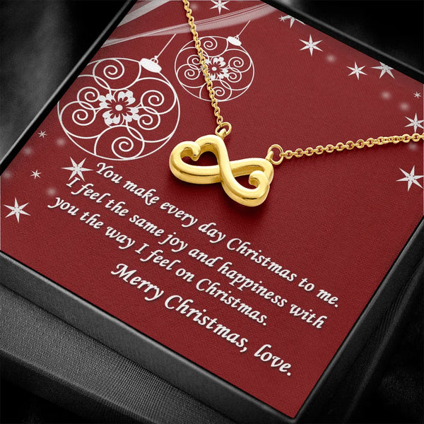 Gold Heart Infinity Pendant Necklace, Infinity Heart Necklace, Romantic Cable Chain Necklace, Christmas Jewelry Present for W