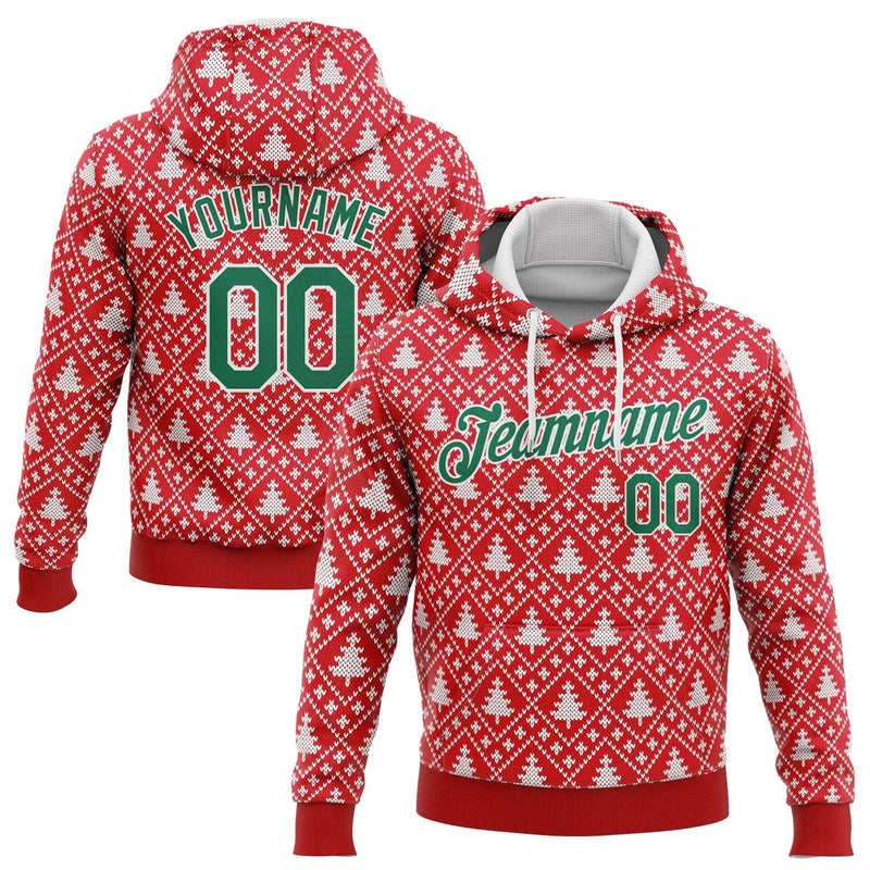 3D Knit Pattern Print Holiday Pullover Sweatshirt, Custom Personalized Christmas Sweater Hoodie, Ugly Xmas Sports Hooded Sweater Present