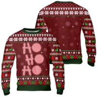 Candy Cane Holiday Sweater, Ho Ho Ho Ugly Christmas Sweater, Reindeer Paw Print Ugly Sweater, Humorous Dog Lover Xmas Crewneck Sweater