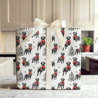 Winter Dog in Red Scarf Gift Wrap, Black Lab Wrapping Paper, Snowy Labrador Christmas Wrapping Paper, Holiday Dog Lover Wrapping Paper