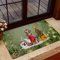 Snow Tree Welcome Mat, Australian Shepherd Christmas Doormat, Festive Aussie Dog Doormat, Winter Pet Floor Mat, Pet Lover Holiday Present