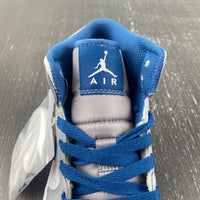 Mid Top Basketball Shoes, Blue White Gray Colorway, Lace Up Design, Casual Gift for Shoe Lovers