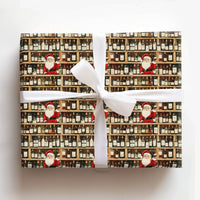 Humorous Wine Lover Gift Wrap, Santa Drinking Wine Wrapping Paper, Santa Claus Wine Shelf Wrapping Paper, Adult Christmas Holiday Gift Wrap