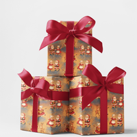 Vintage Christmas Gift Wrap, Retro Santa and Mrs Claus Wrapping Paper, Nostalgic Holiday Paper Roll, Xmas Gift Wrap, Winter Wrapping Paper