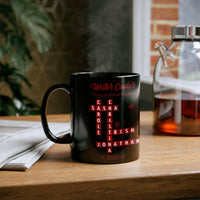 Custom Linked Names Ceramic Mug, Personalized Family Name Crossword Mug, Forever Connected Coffee Mug, Christmas Family Keepsake Tea Cup