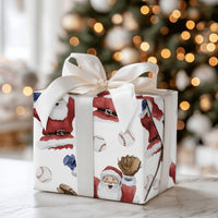 Watercolor Sports Christmas Gift Wrap, Baseball Santa Wrapping Paper, Santa Playing Ball Wrapping Paper, Holiday Baseball Fan Gift Wrap