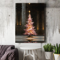 Impressionist Pastel Xmas Tree Painting, Pink Christmas Tree Canvas Wall Art, Festive Holiday Home Decor, Digital Download Print