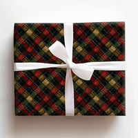 Rustic Holiday Plaid Gift Wrap, Diagonal Tartan Plaid Christmas Wrapping Paper, Vintage Winter Wrapping Paper Roll, Festive Present Paper