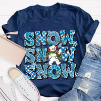 Snowflake Snowman Graphic Tee, Let It Snow Christmas T-Shirt, Adorable Winter Holiday Shirt, Festive Xmas Snowmen Tee, Winter Season Family Present