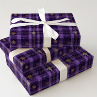 Gold Snowflake Holiday Gift Wrap, Purple Plaid Wrapping Paper, Tartan Winter Wrapping Paper, Elegant Christmas Gift Wrap Roll