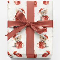 Adorable Mouse Holiday Gift Wrap Roll, Santa Mice Christmas Wrapping Paper, Festive Animal Xmas Wrapping Paper, Whimsical Kids Present Wrap